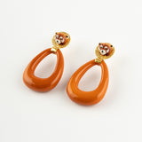 Boucle d'oreilles goutte ovale porcelaine terracotta fait main panda roux animal