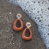 Boucle d'oreilles goutte ovale porcelaine terracotta fait main panda roux animal