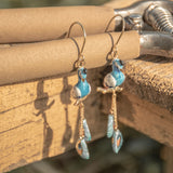 Boucles d'oreilles paon & pampilles