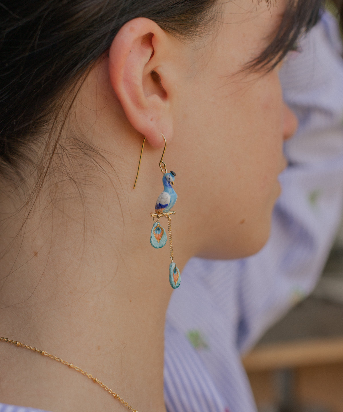 Boucles d'oreilles paon & pampilles