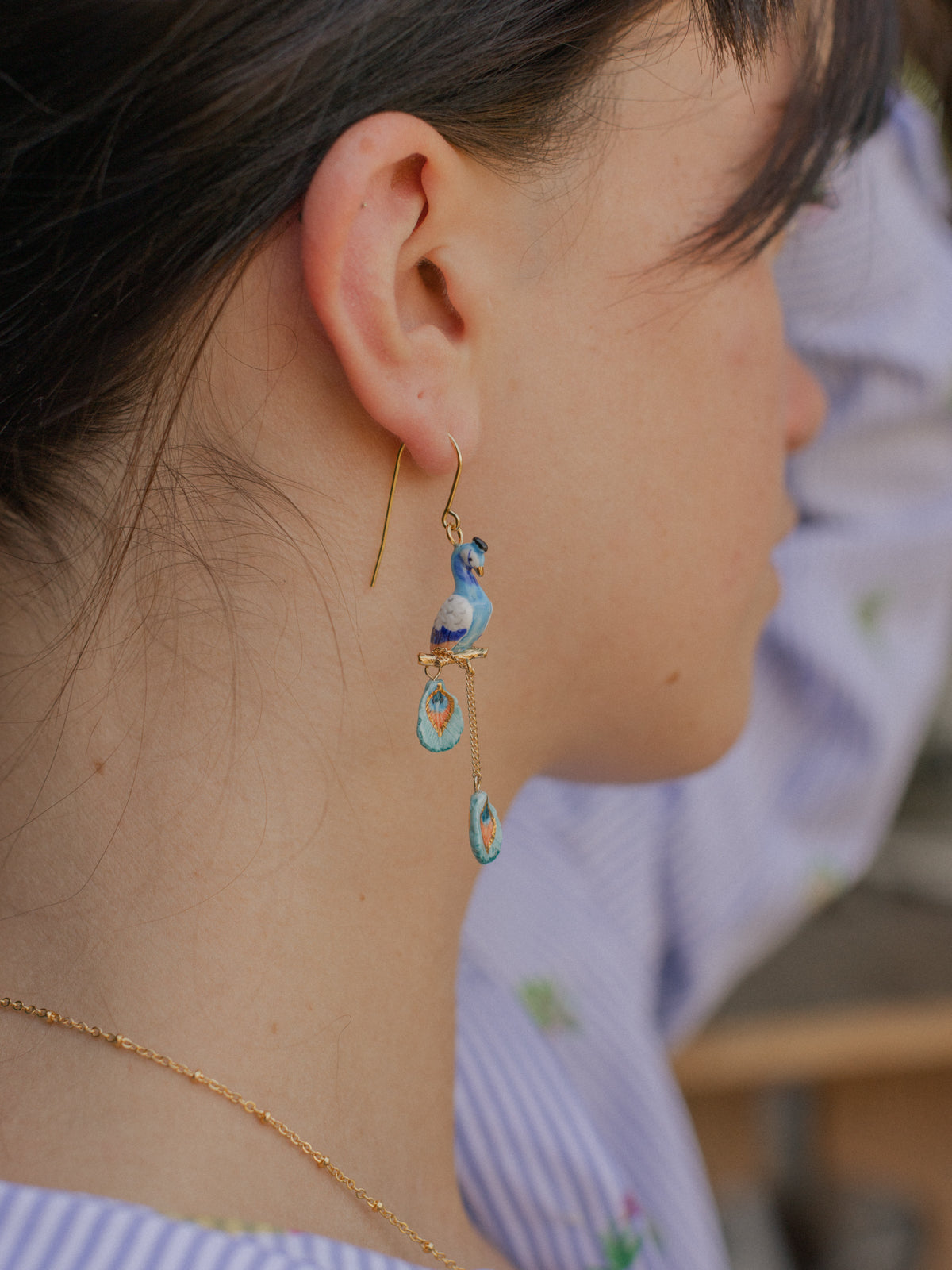 Boucles d'oreilles paon & pampilles