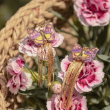 Boucles d'oreilles papillon violet à franges