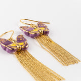 Boucles d'oreilles papillon violet à franges