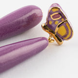 Boucles d'oreilles papillon violet & goutte