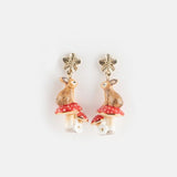 Rabbit and mushroom dangle earrings - Once upon a time