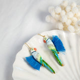 Boucles d'oreilles oiseau perroquet bleu