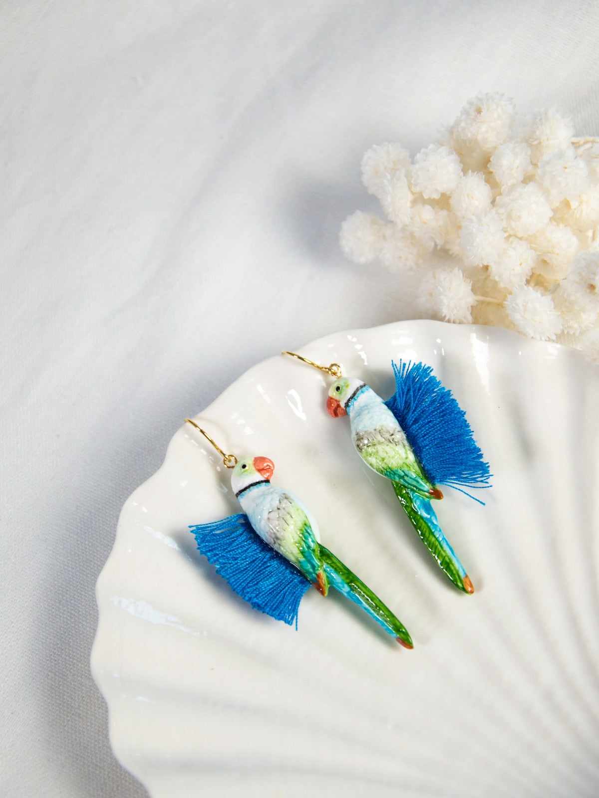 Boucles d'oreilles oiseau perroquet bleu