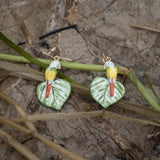 Boucles d'oreilles perroquet porcelaine peint à la main