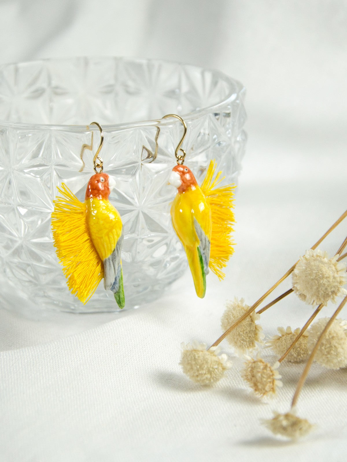 Boucles d'oreilles perroquet jaune