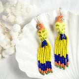 Boucles d'oreilles perroquet jaune avec perles