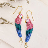 Boucles d'oreilles oiseau perroquet rose