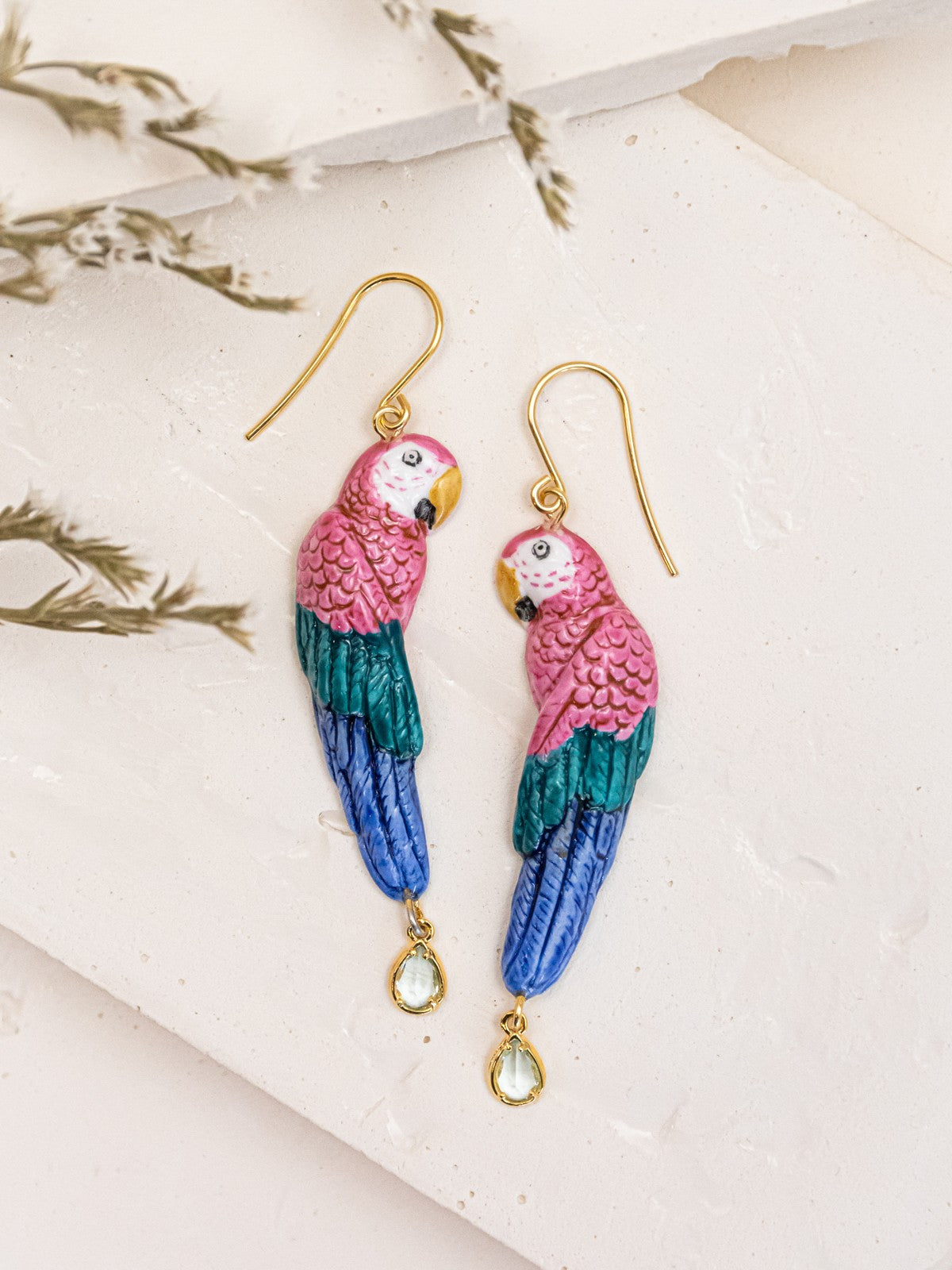 Boucles d'oreilles oiseau perroquet rose