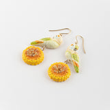 Boucles d'oreilles perruche & pissenlit jaune