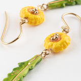 Boucles d'oreilles pissenlit & feuille