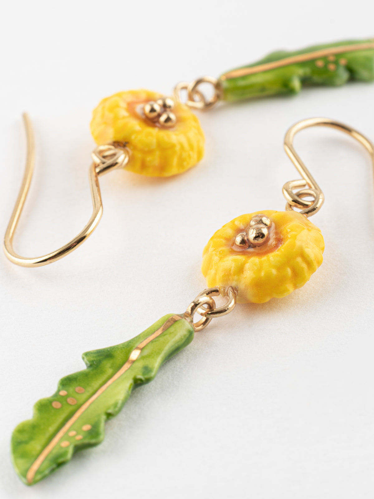 Boucles d'oreilles pissenlit & feuille