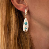 Feather earrings with turquoise stone