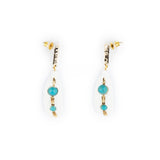 Feather earrings with turquoise stone