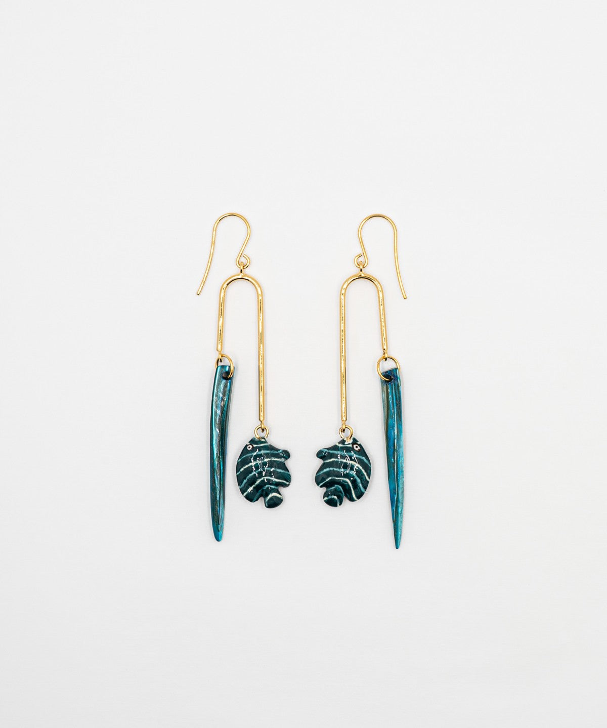 Boucles d'oreilles poisson coquillage bleu