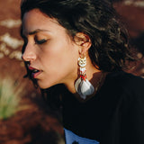 Boucles d'oreilles puma avec perles & plumes