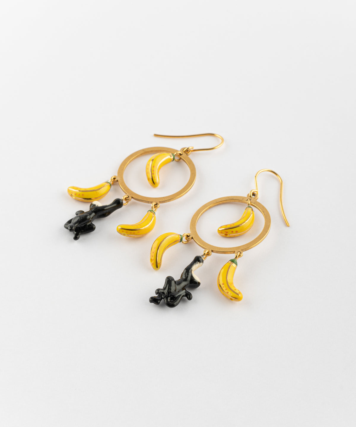 Boucles d'oreilles rondes capucin & bananes