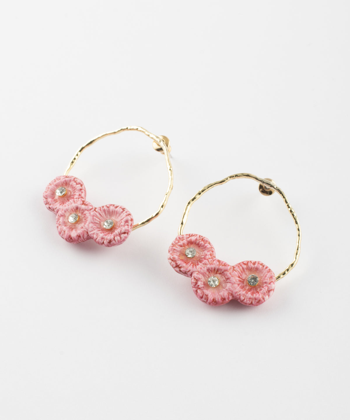 Boucles d'oreilles rondes chardons roses