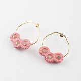 Boucles d'oreilles rondes chardons roses