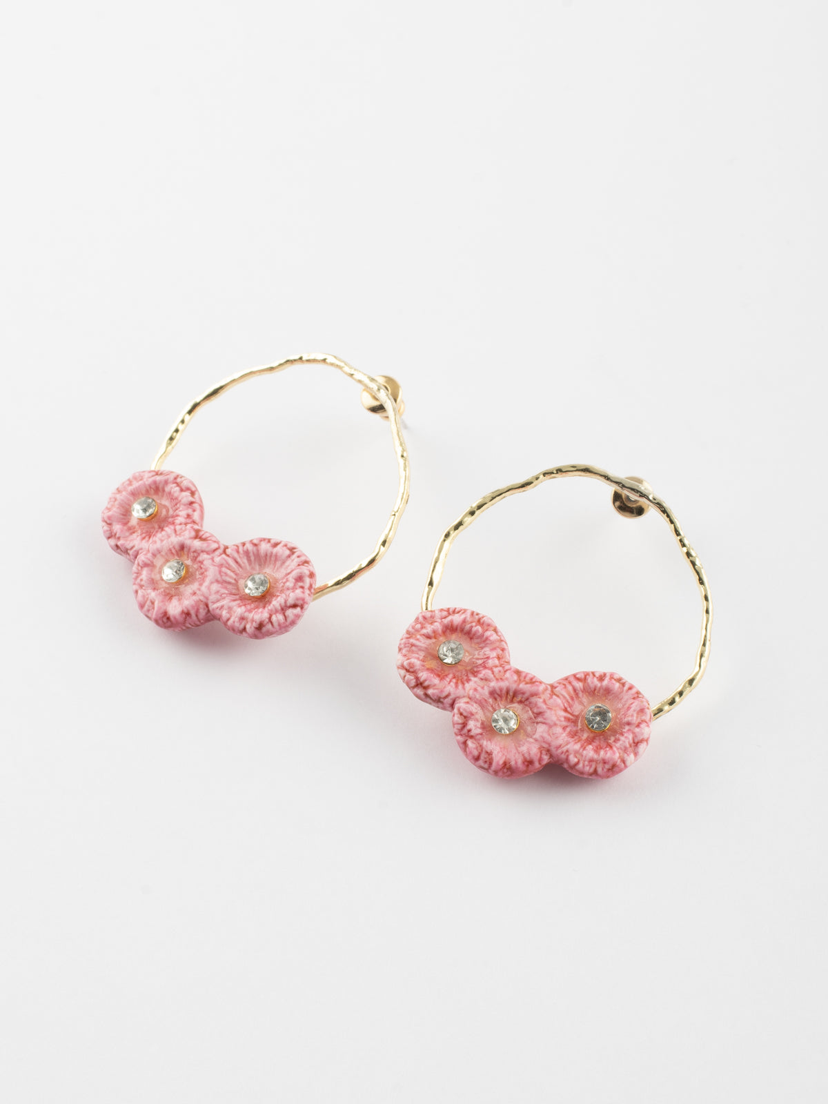 Boucles d'oreilles rondes chardons roses