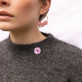 Boucles d'oreilles rondes chardons roses