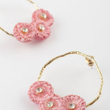 Boucles d'oreilles rondes chardons roses