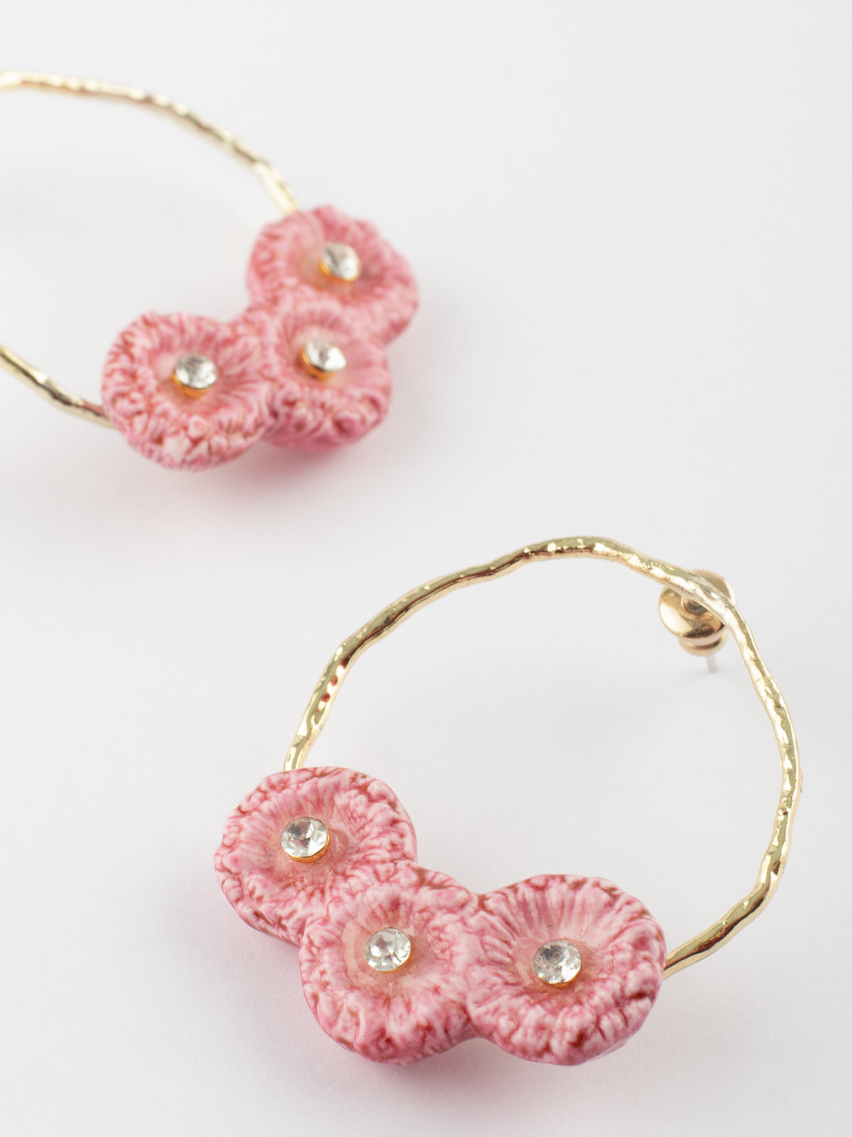 Boucles d'oreilles rondes chardons roses