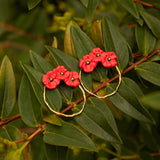 Boucles d'oreilles fleurs coquelicot porcelaine Nach