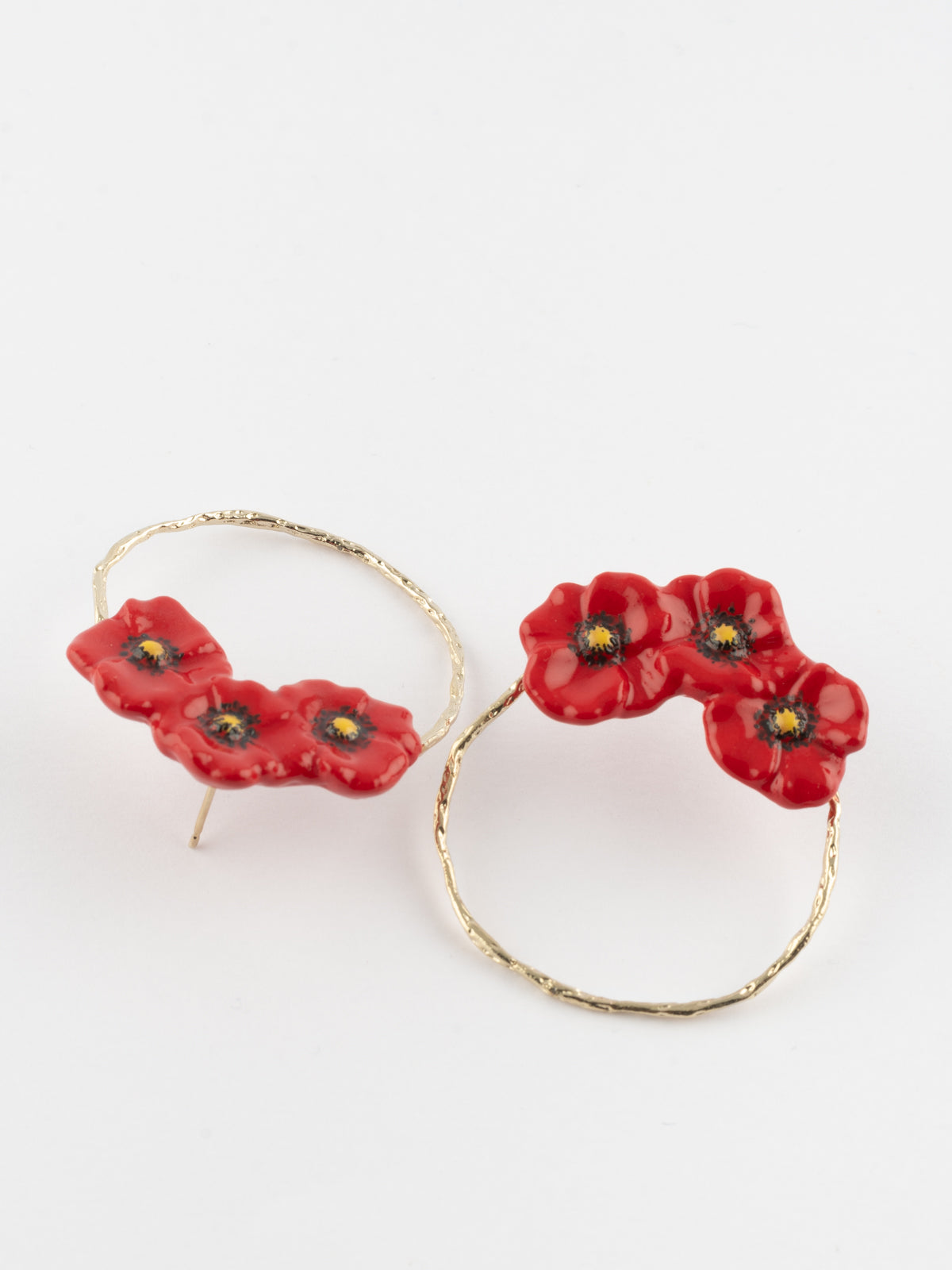 Boucles d'oreilles rondes coquelicot