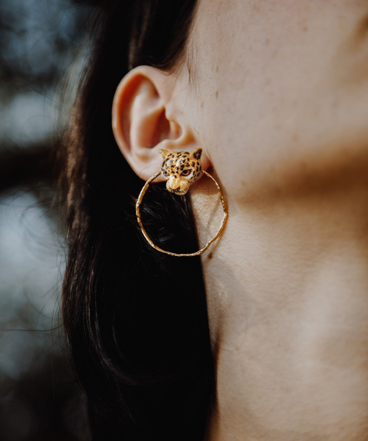 Boucles d'oreilles rondes léopard