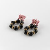 Boucles d'oreilles rondes orchidée rose