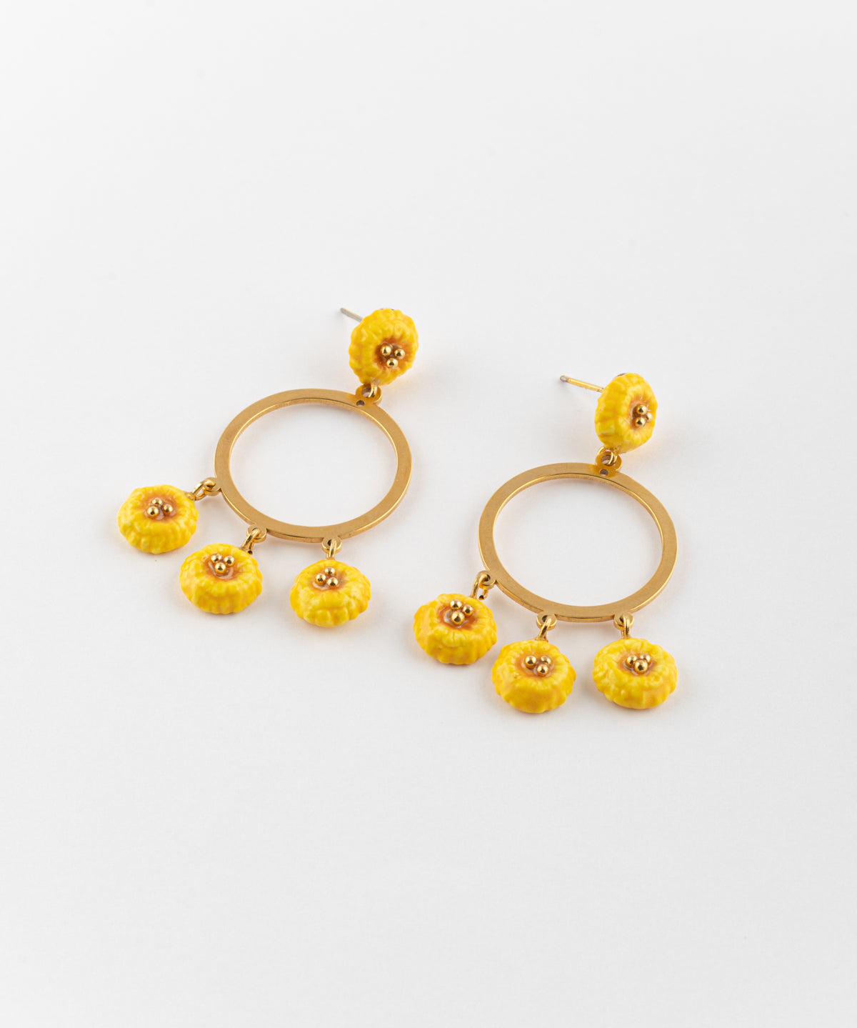 Boucles d'oreilles rondes pissenlit