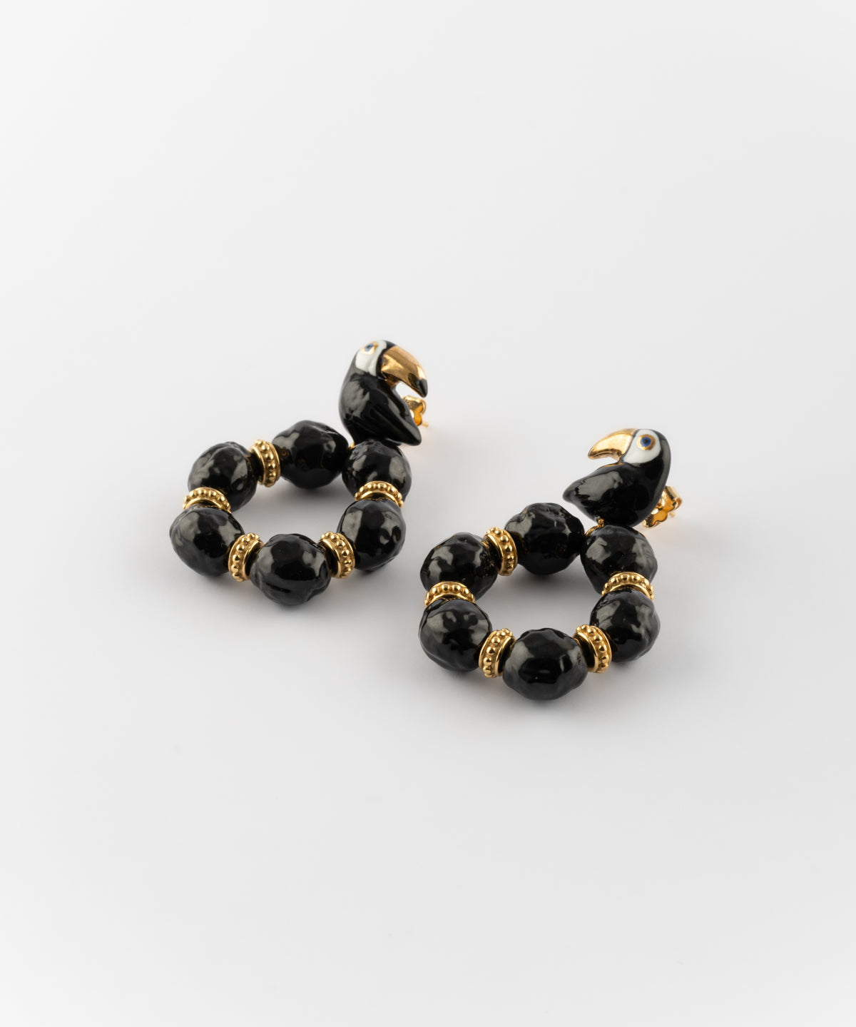 Boucles d'oreilles rondes toucan