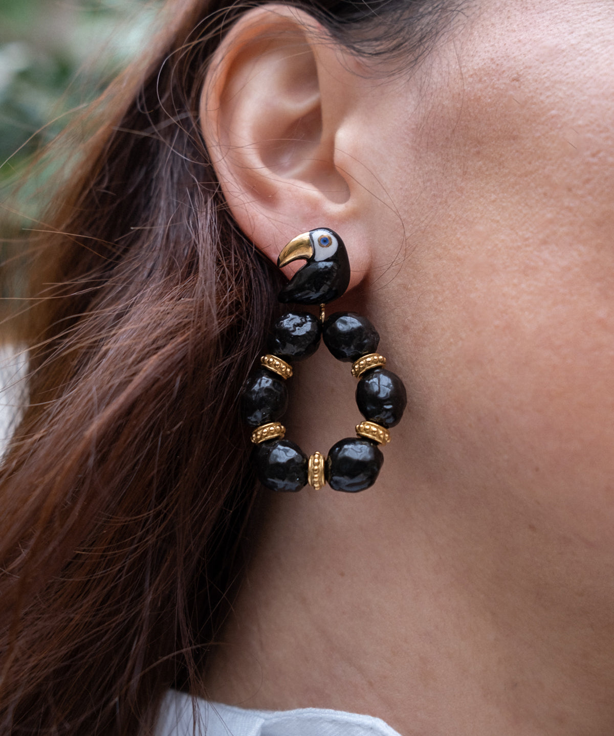 Boucles d'oreilles rondes toucan