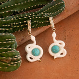 Boucles d'oreilles serpent avec pierre turquoise