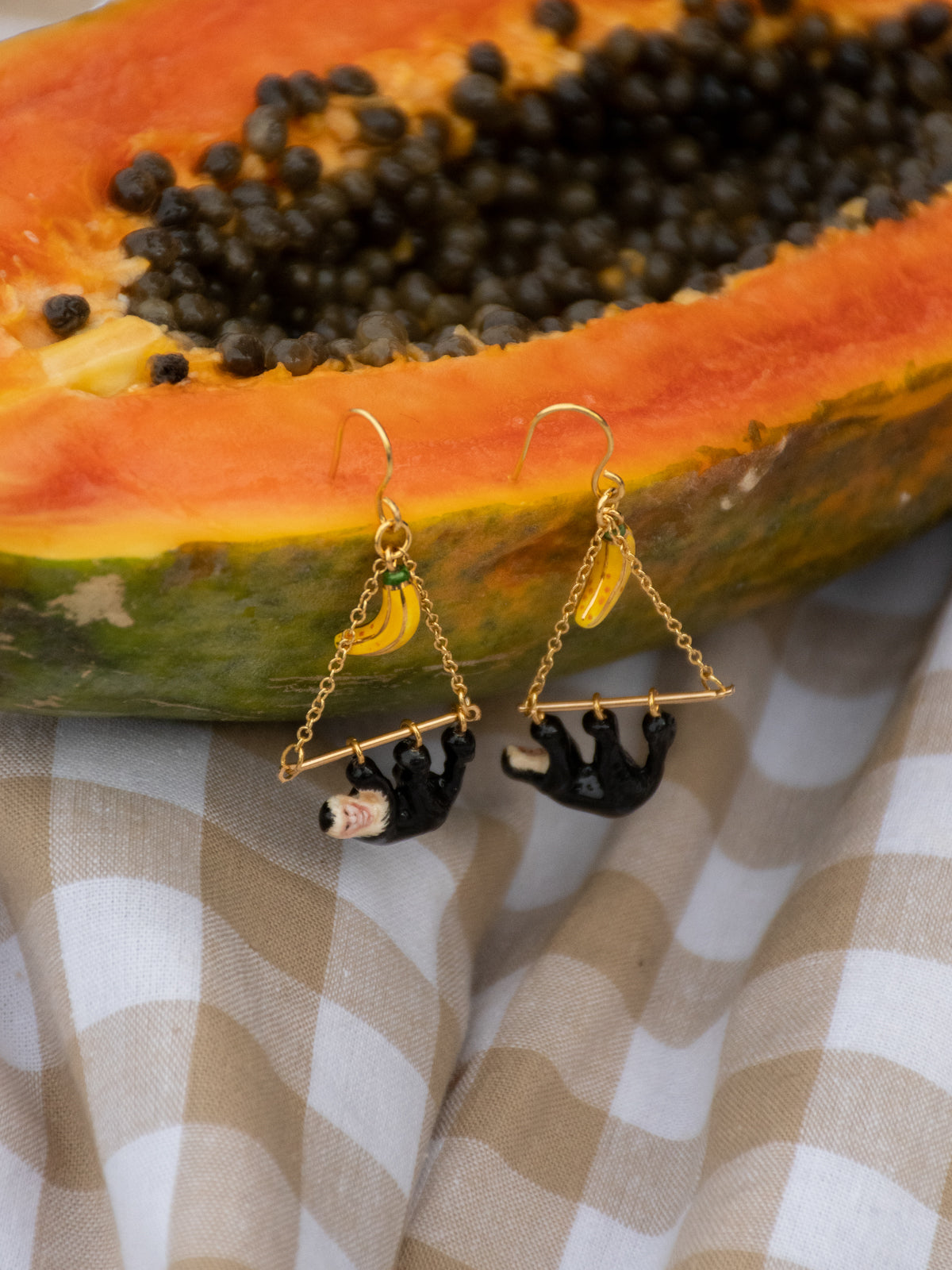 Boucles d'oreilles triangles capucin & banane