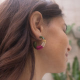 Boucles d'oreilles vert ethnique