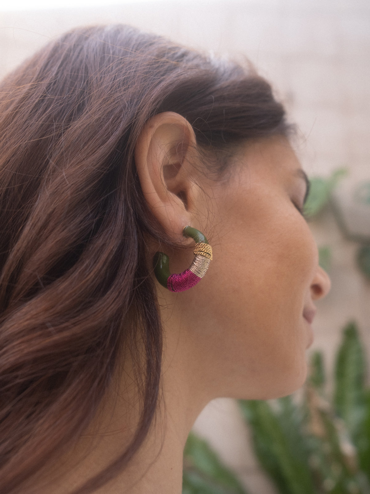 Boucles d'oreilles vert ethnique