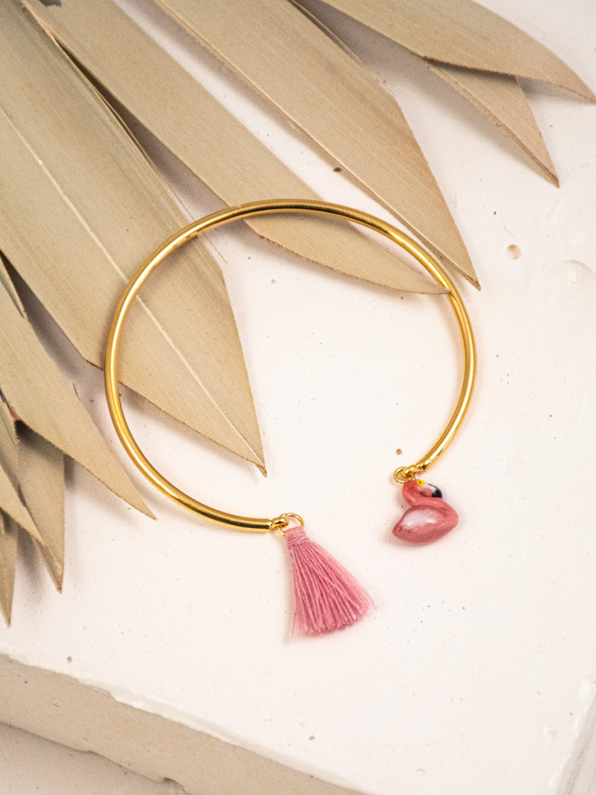 Bracelet doré flamand rose