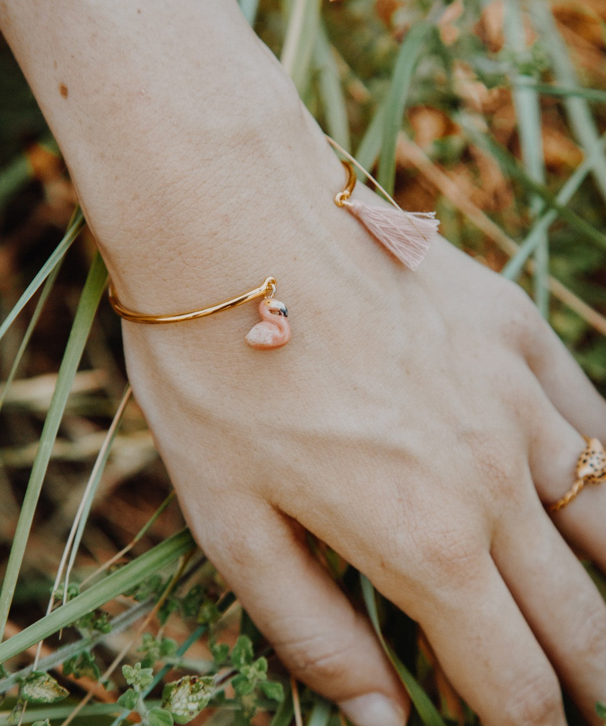 Bracelet doré flamand rose