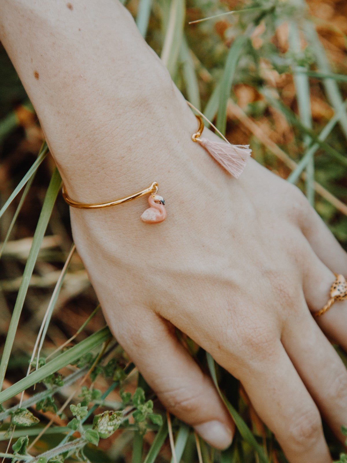 Bracelet doré flamand rose