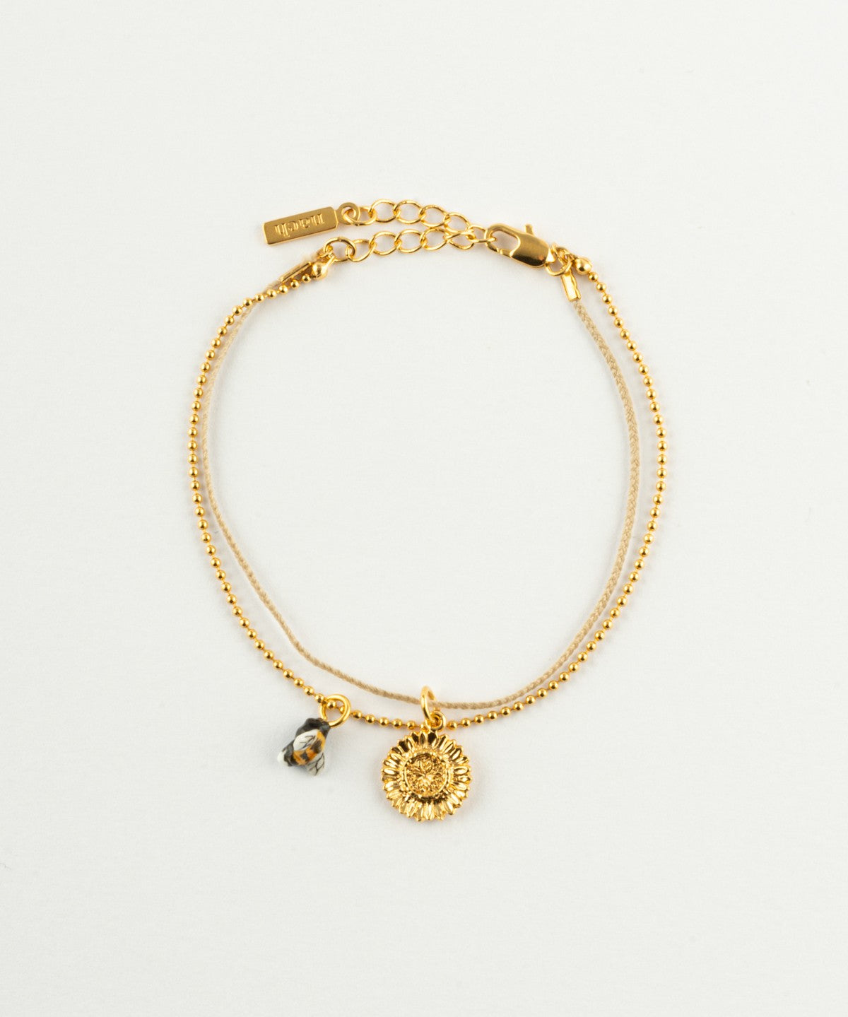 Bracelet doré abeille et tournesol