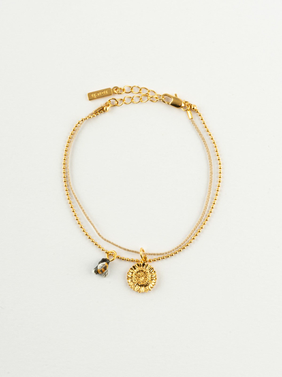 Bracelet doré abeille et tournesol