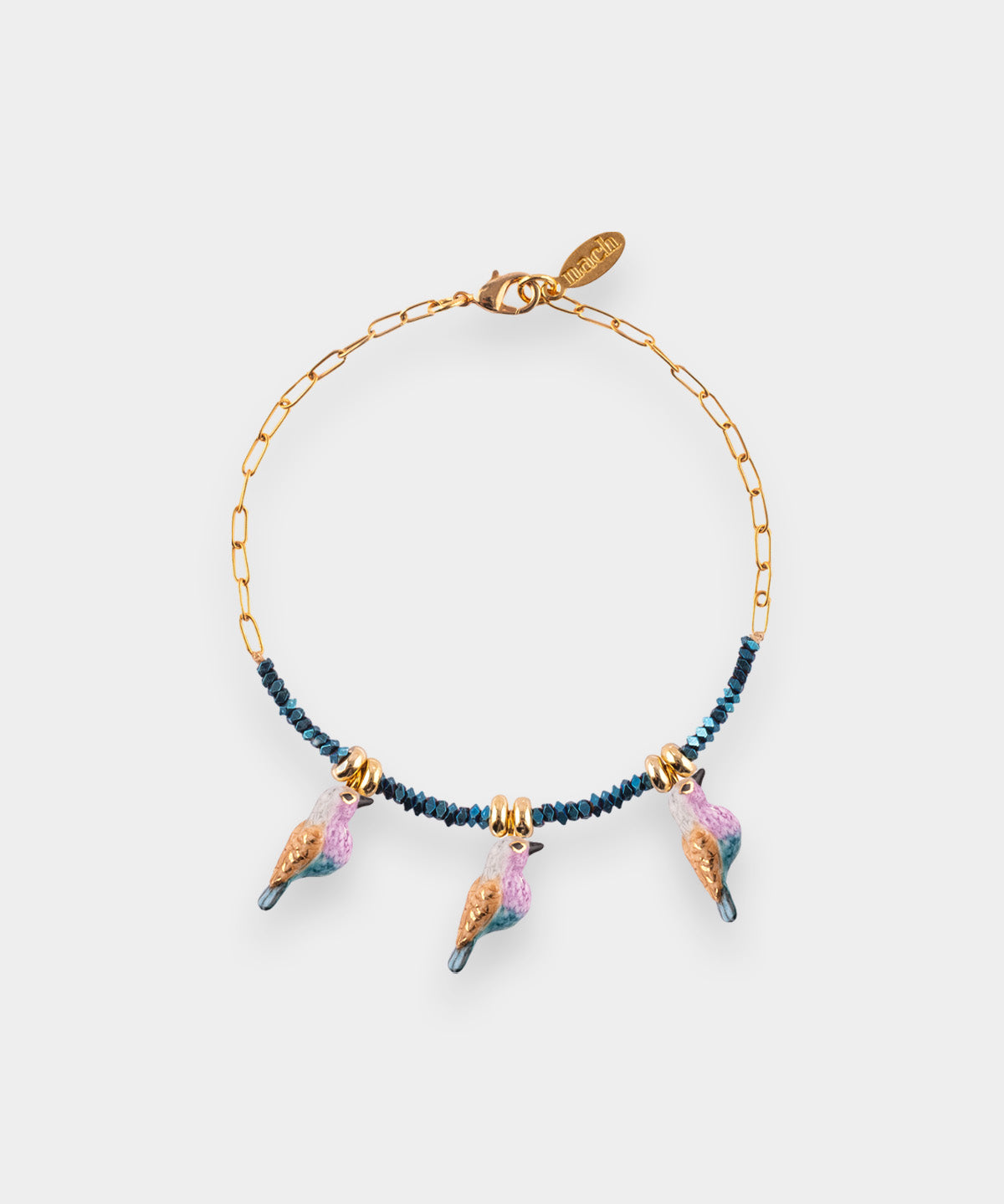 Bracelet oiseaux rose et bleu