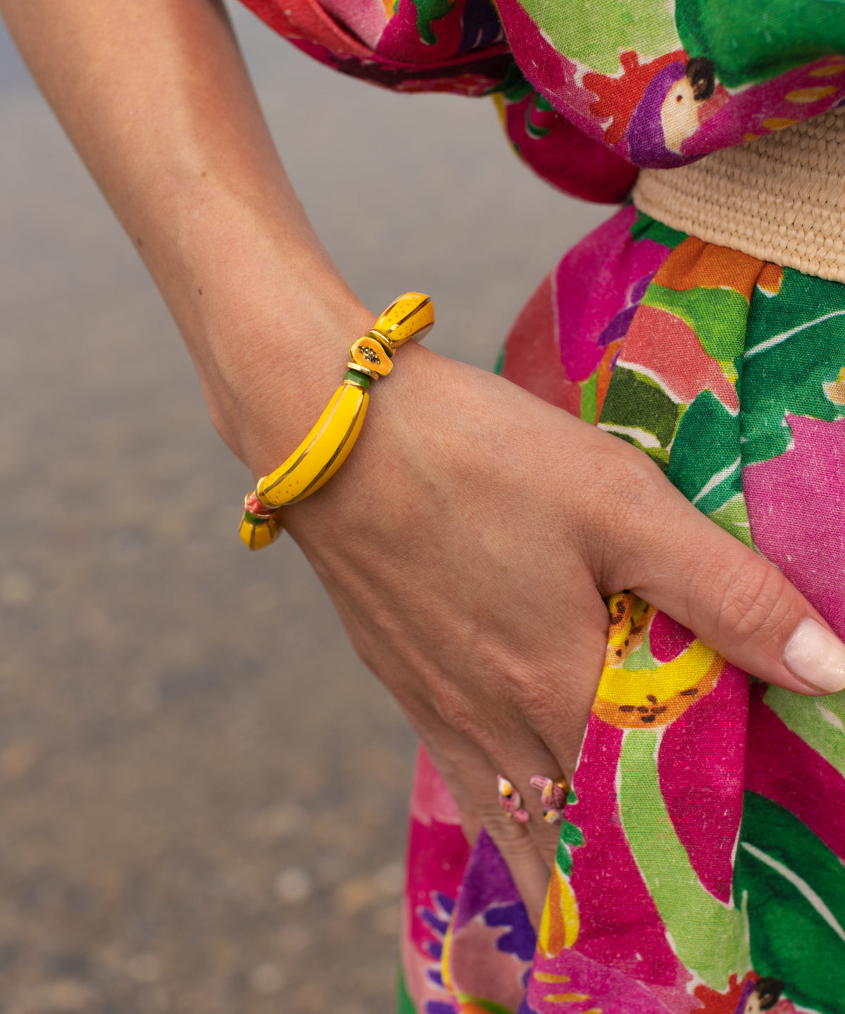 Bracelet fruits & perles bananes jaunes