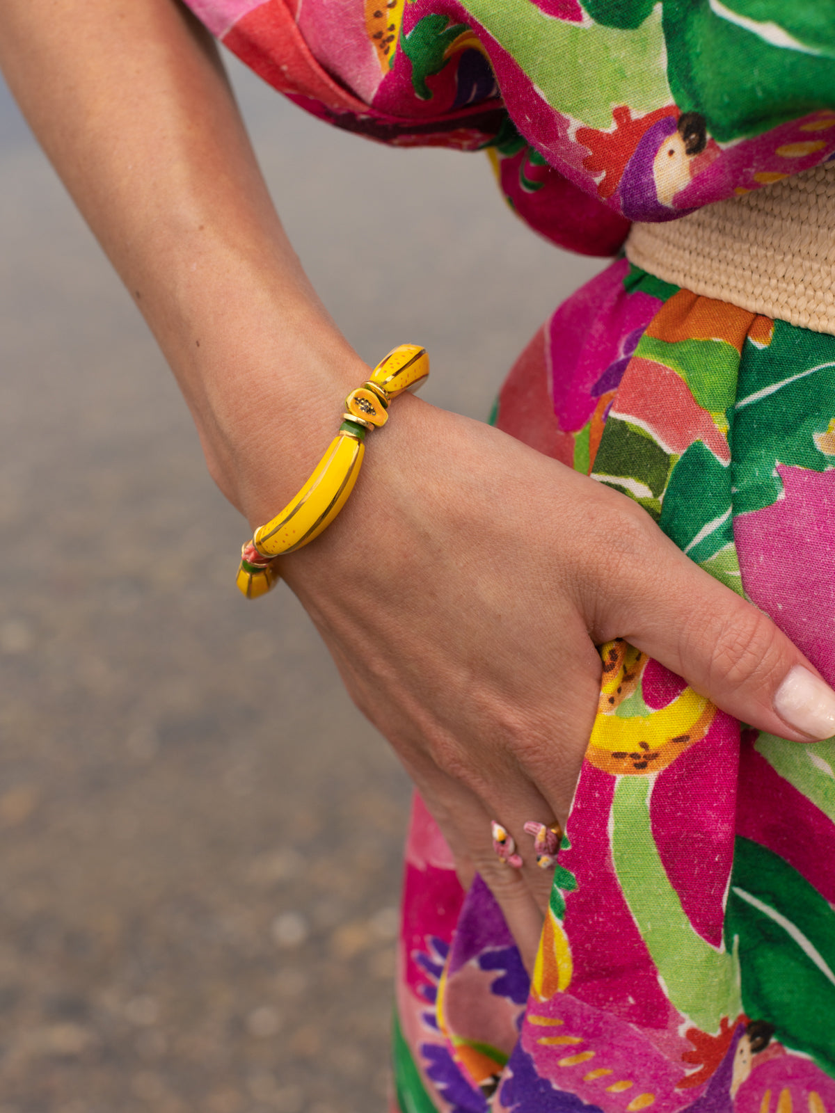 Bracelet fruits & perles bananes jaunes