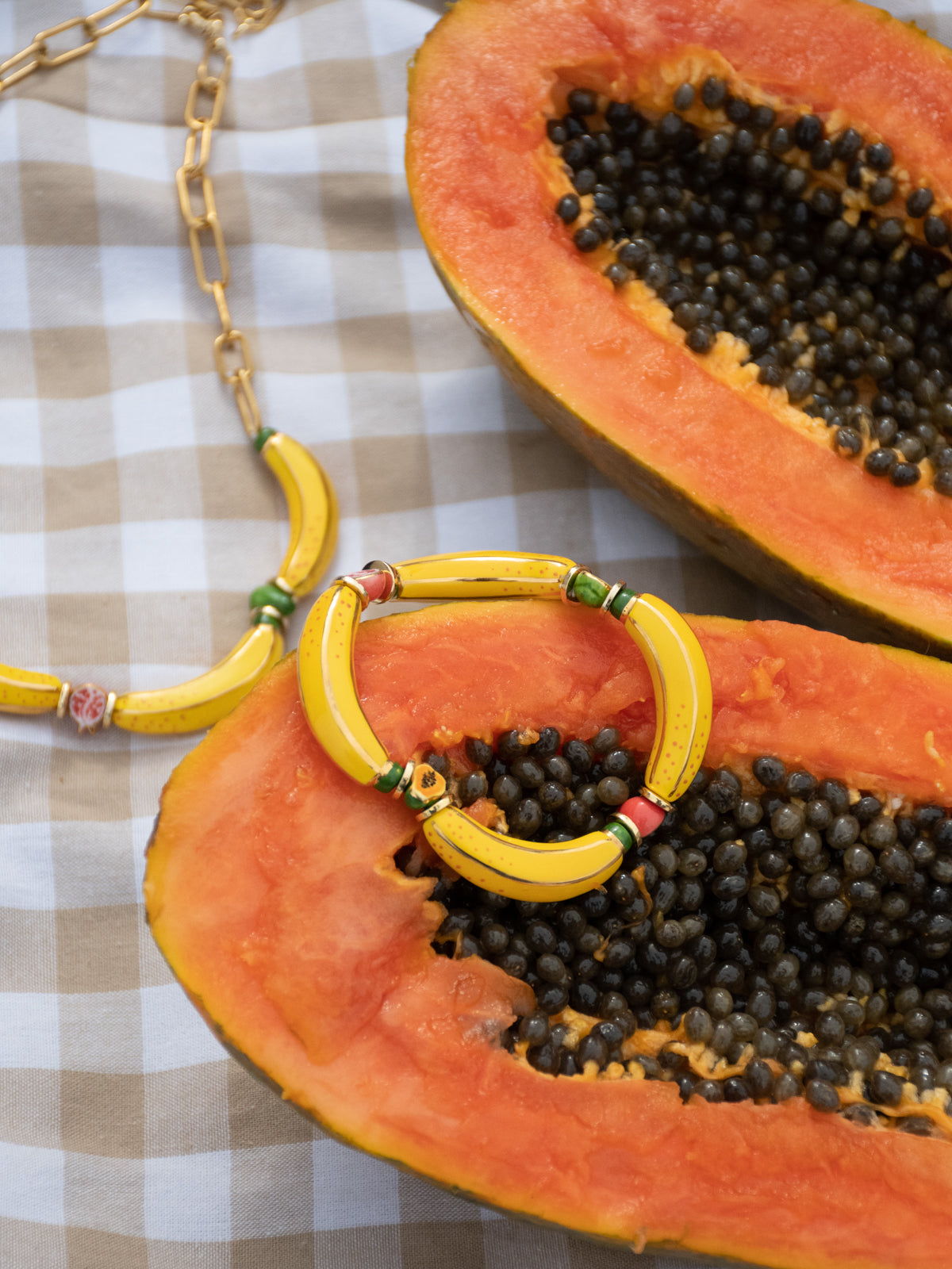 Bracelet fruits & perles bananes jaunes